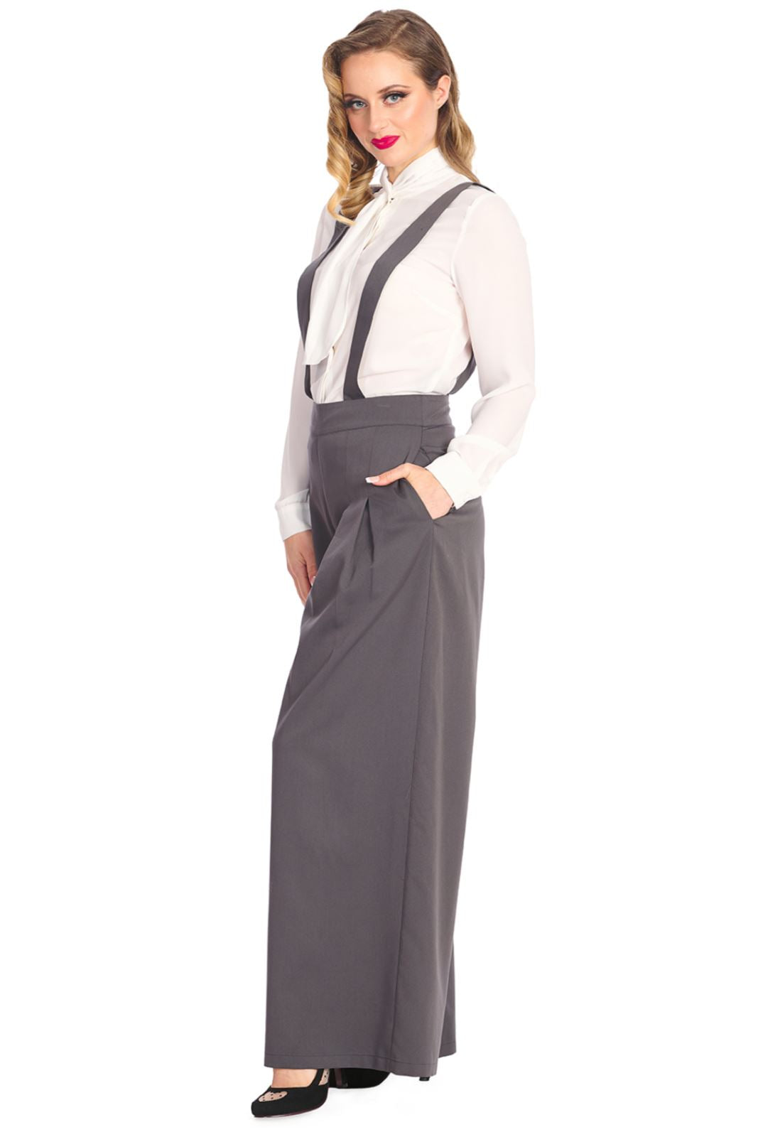 Banned Diamond Wide Leg Suspender Trousers