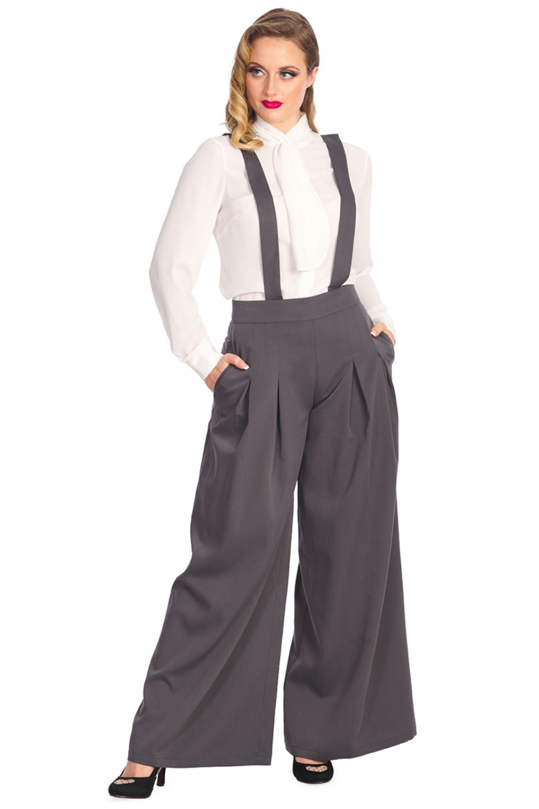 Banned Diamond Wide Leg Suspender Trousers