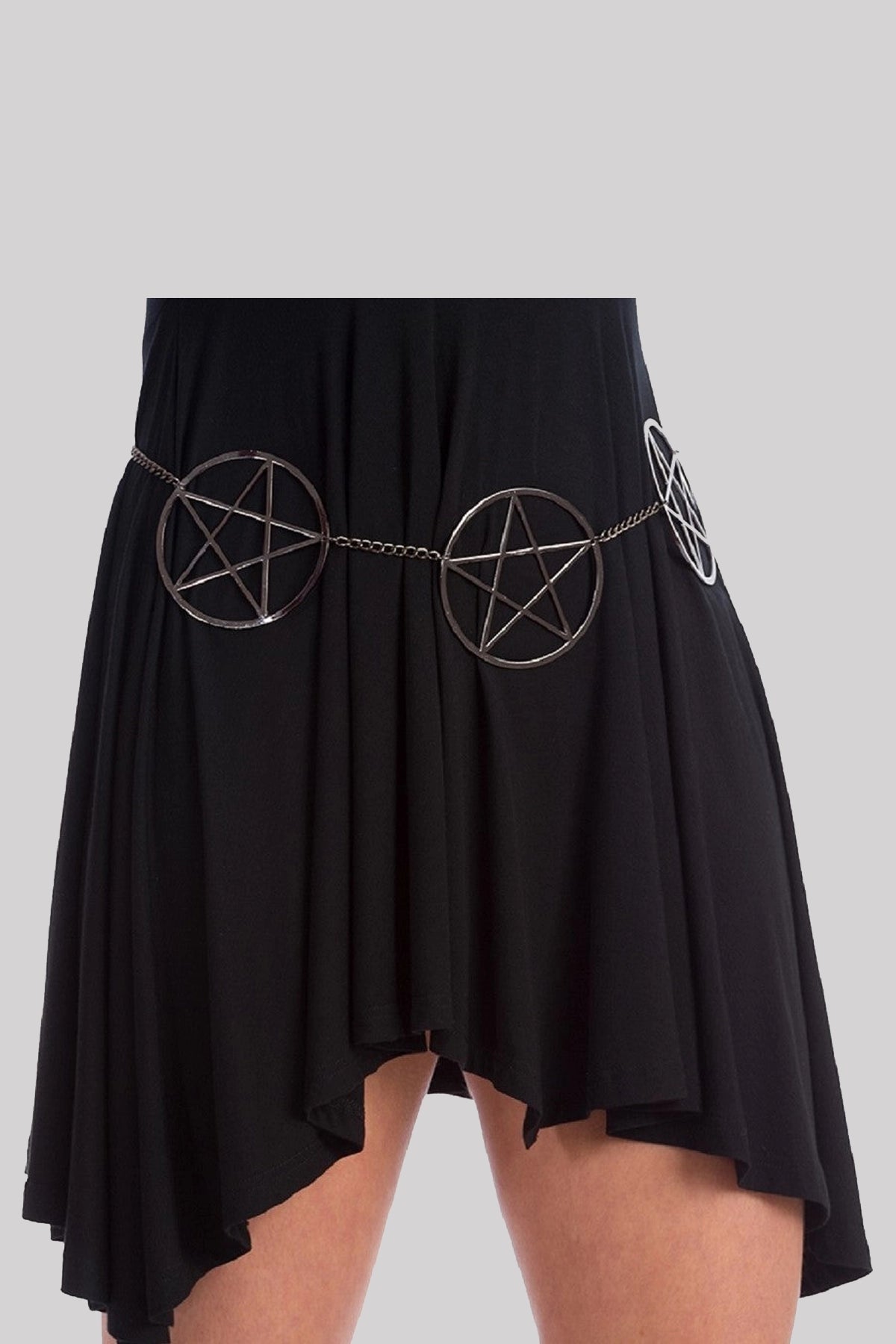 Banned Poison Flower Womens Gothic Wicca Pentagram Chain Belt