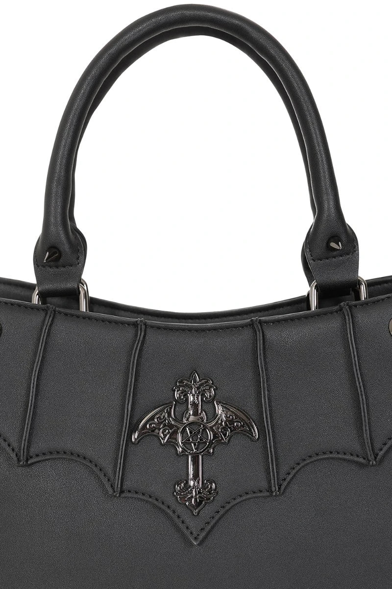 Banned Veil of Vesper Handbag - Gothic Black Bat Vegan Purse
