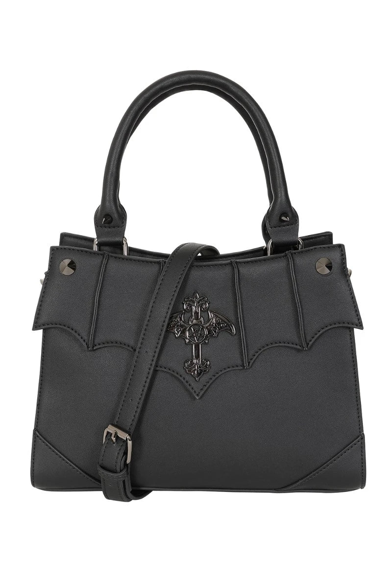 Banned Veil of Vesper Handbag - Gothic Black Bat Vegan Purse
