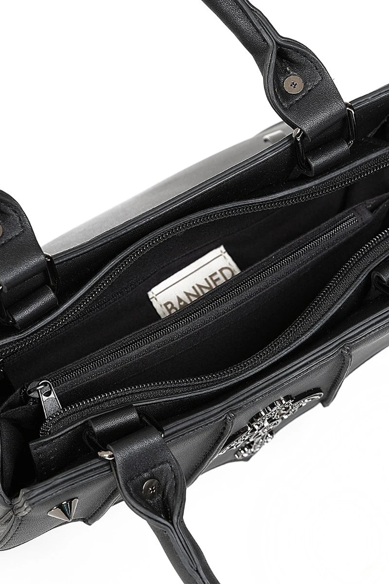 Banned Veil of Vesper Handbag - Gothic Black Bat Vegan Purse