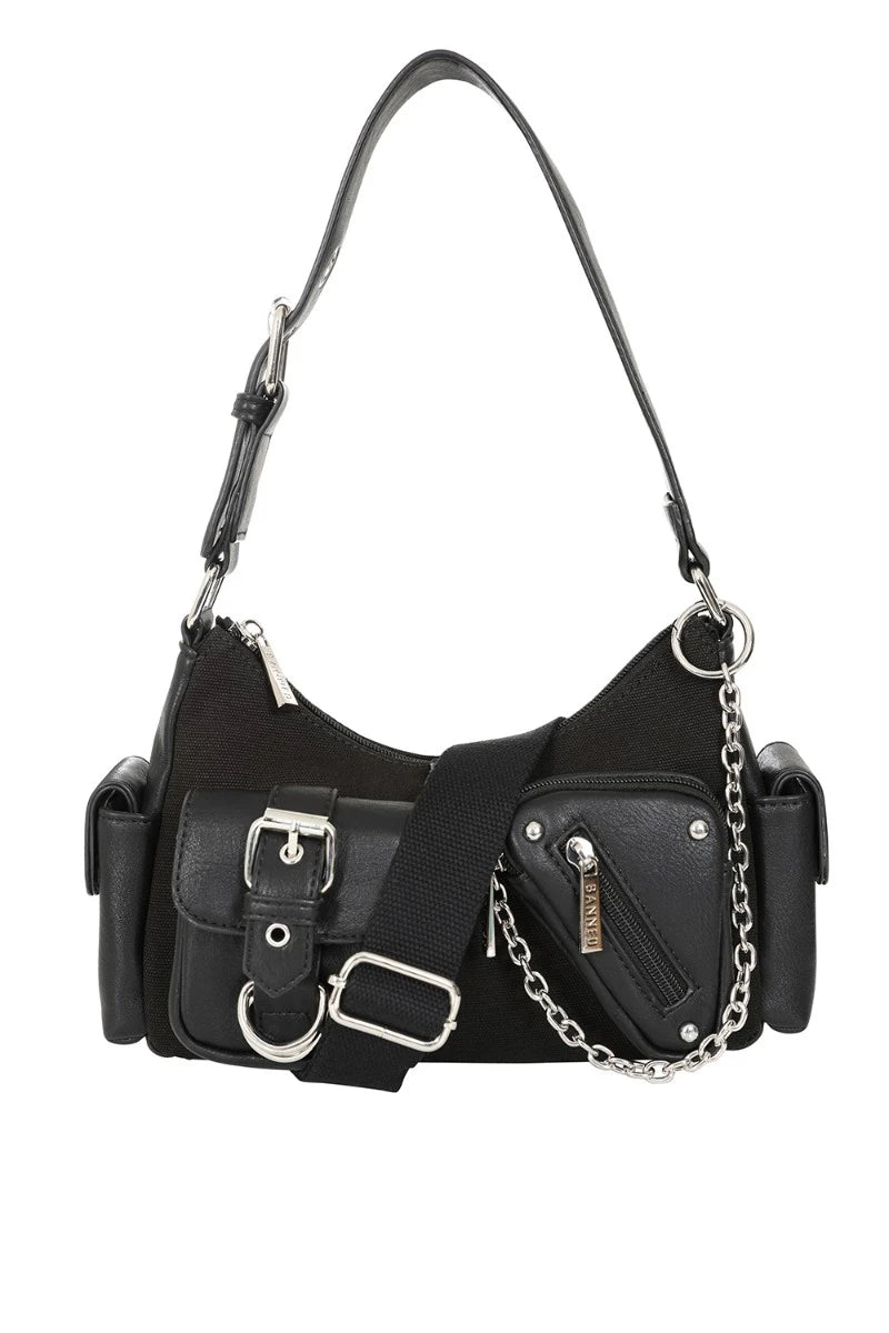 Banned Shadow Pop Handbag - Gothic Punk Canvas & Leather Bag