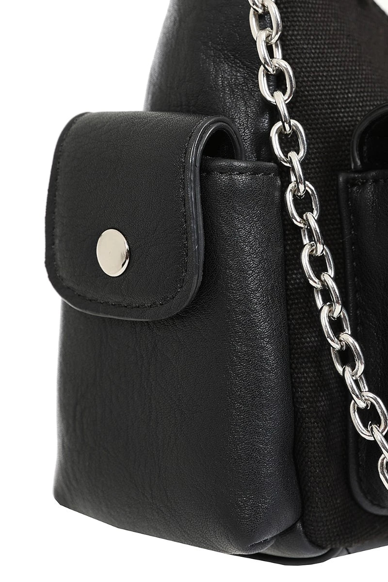 Banned Shadow Pop Handbag - Gothic Punk Canvas & Leather Bag