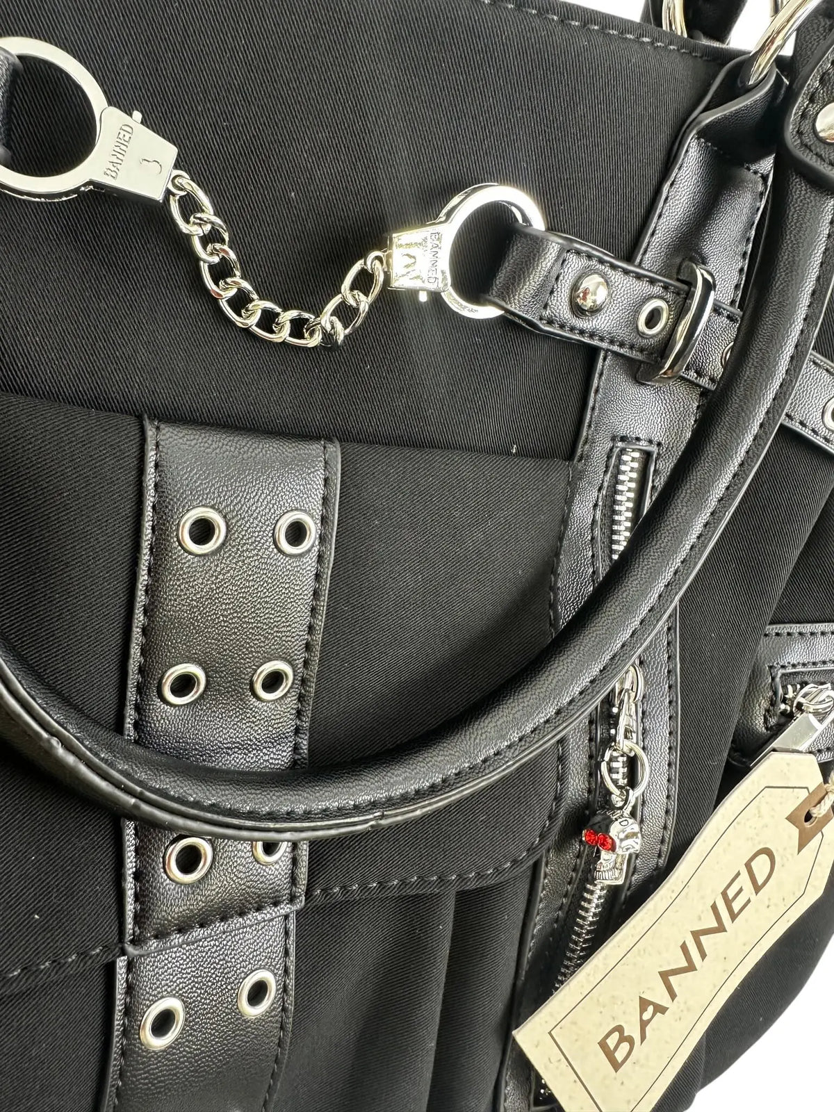 Banned Rise Up Black Punk Handcuff Bag – Gothic Shoulder Tote | Ro Rox
