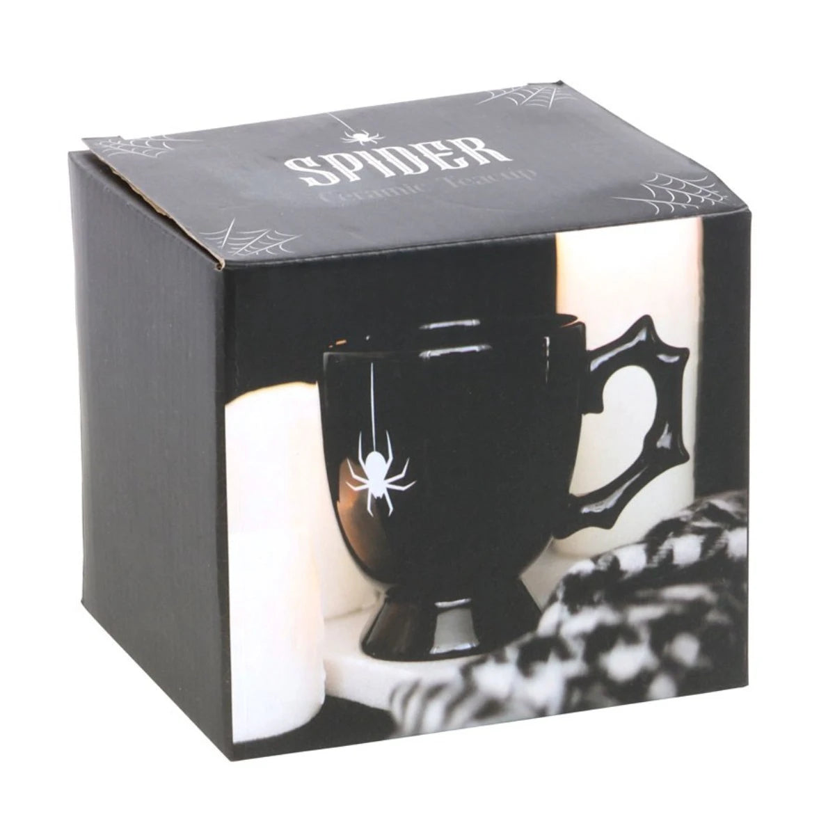 Black Spider Teacup Ceramic Halloween Mug with Unique Handle