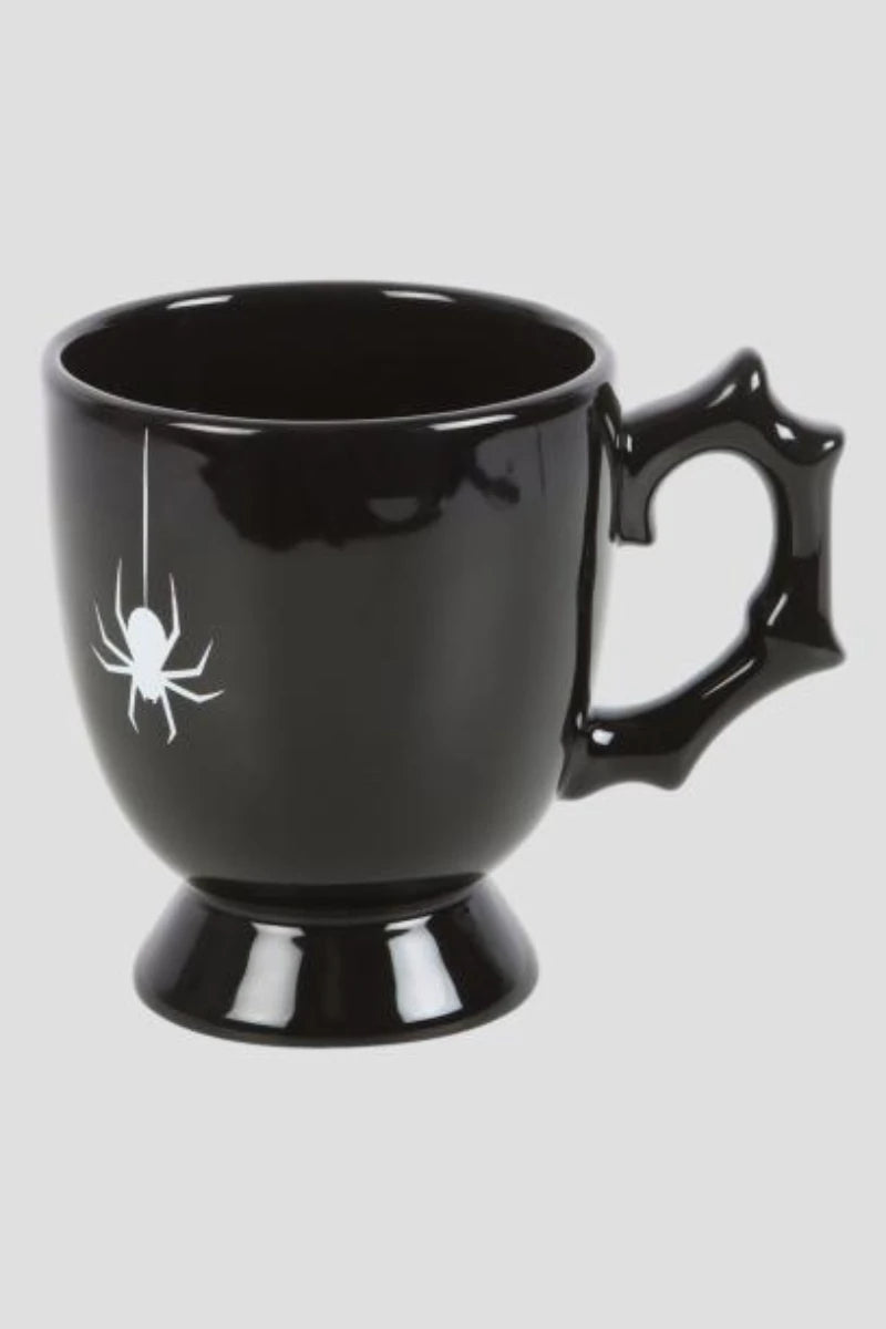 Black Spider Teacup Ceramic Halloween Mug with Unique Handle