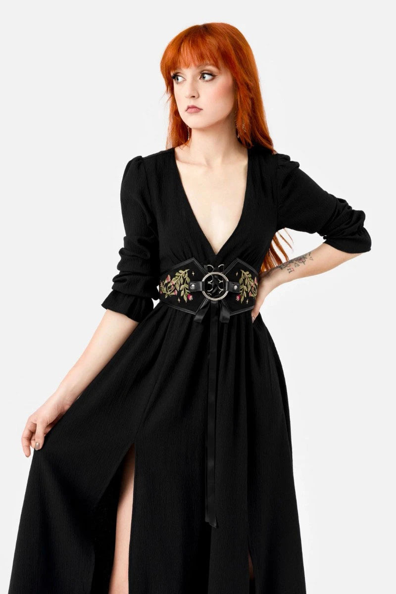 Restyle Ceres O-Ring Belt Floral Embroidered Waist Cincher