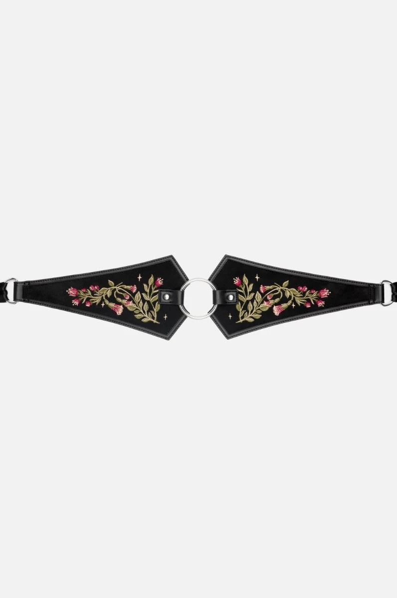 Restyle Ceres O-Ring Belt Floral Embroidered Waist Cincher