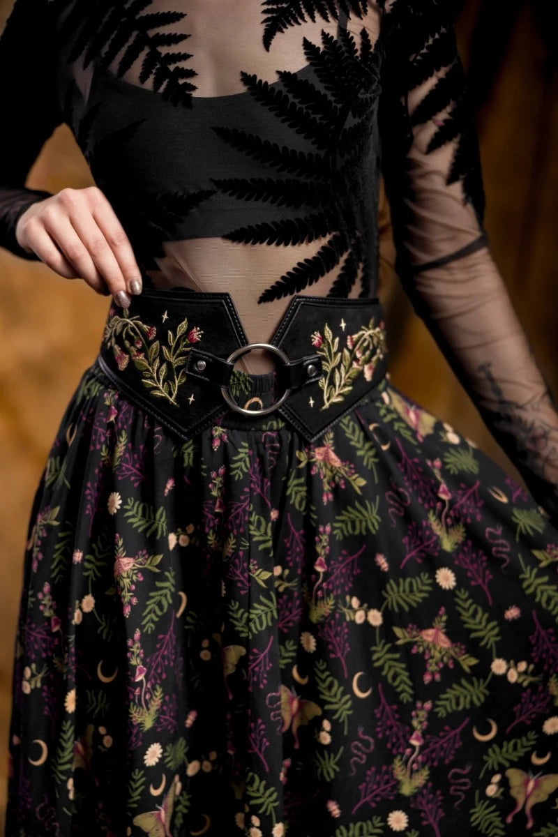 Restyle Ceres O-Ring Belt Floral Embroidered Waist Cincher