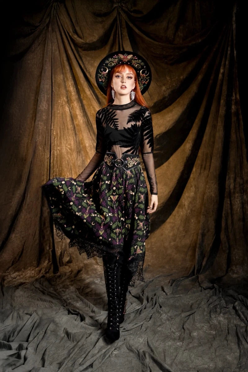 Restyle Ceres O-Ring Belt Floral Embroidered Waist Cincher