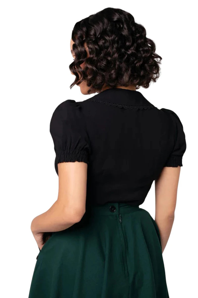 Hell Bunny Chester Blouse - Black Woodland Squirrel Top