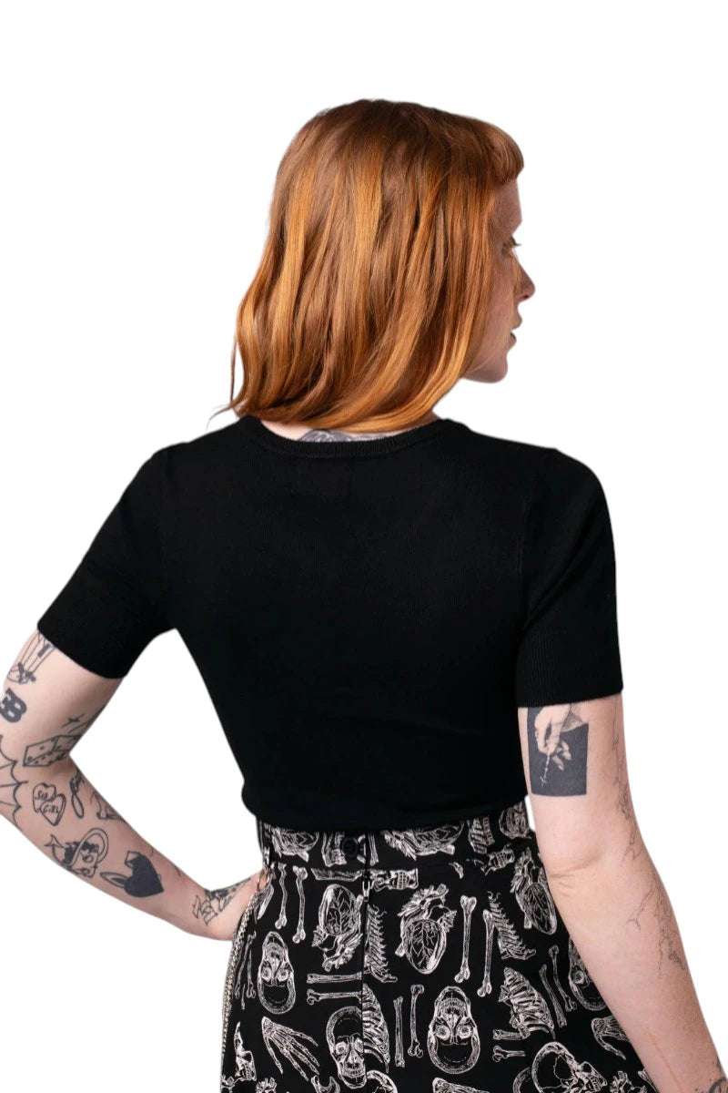 Hell Bunny Cobweb Top Gothic Spider Web Mesh Black Tee Punk