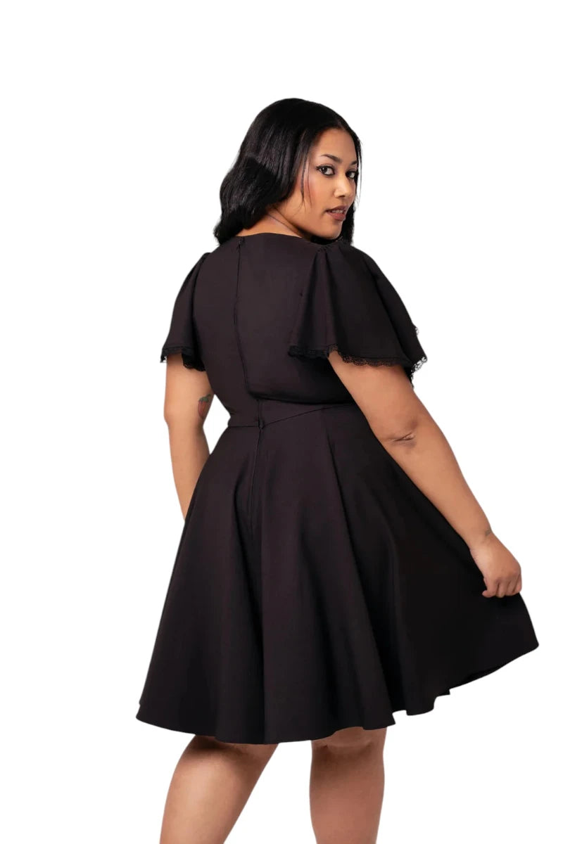 Hell Bunny Danica Dress - Black Celestial Embroidered Midi