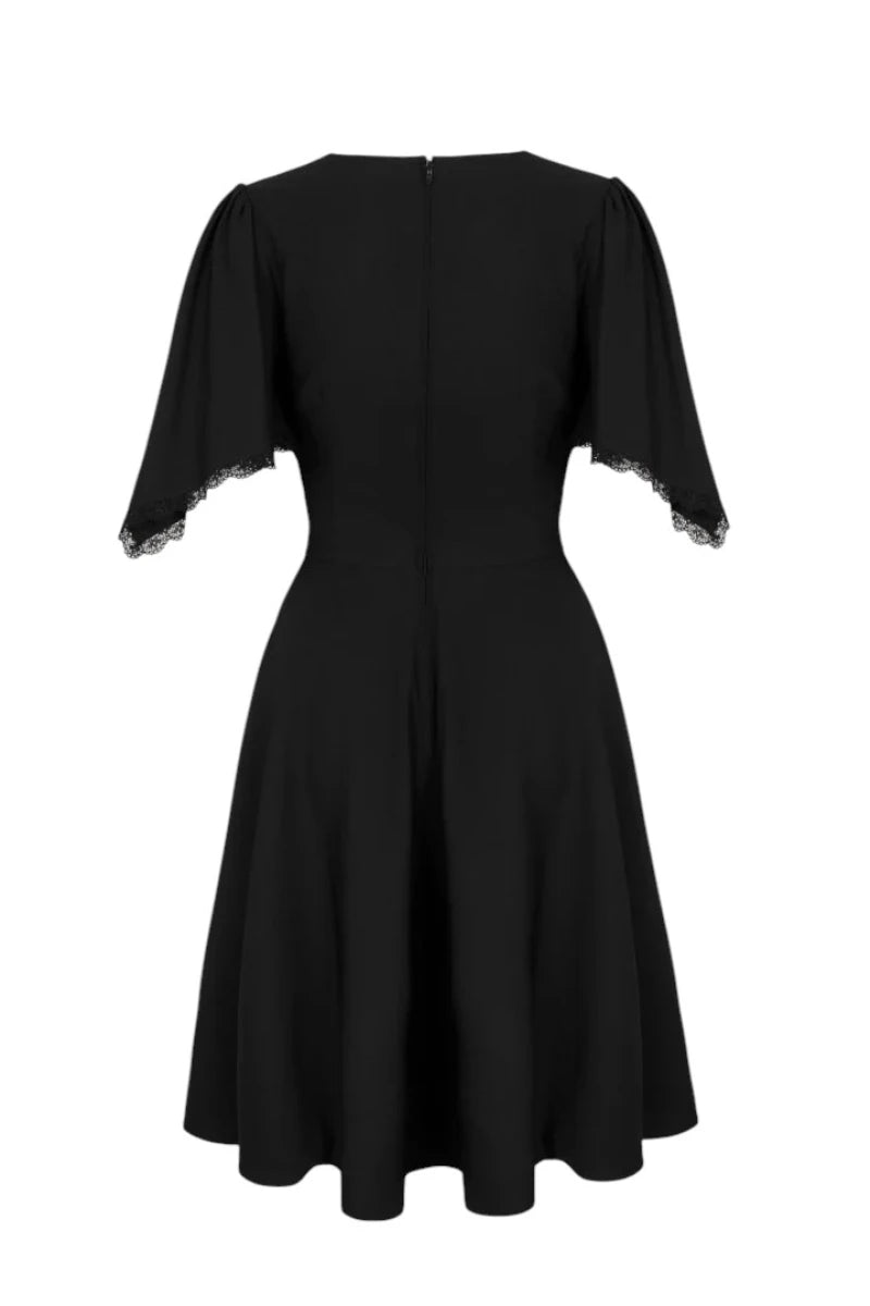 Hell Bunny Danica Dress - Black Celestial Embroidered Midi