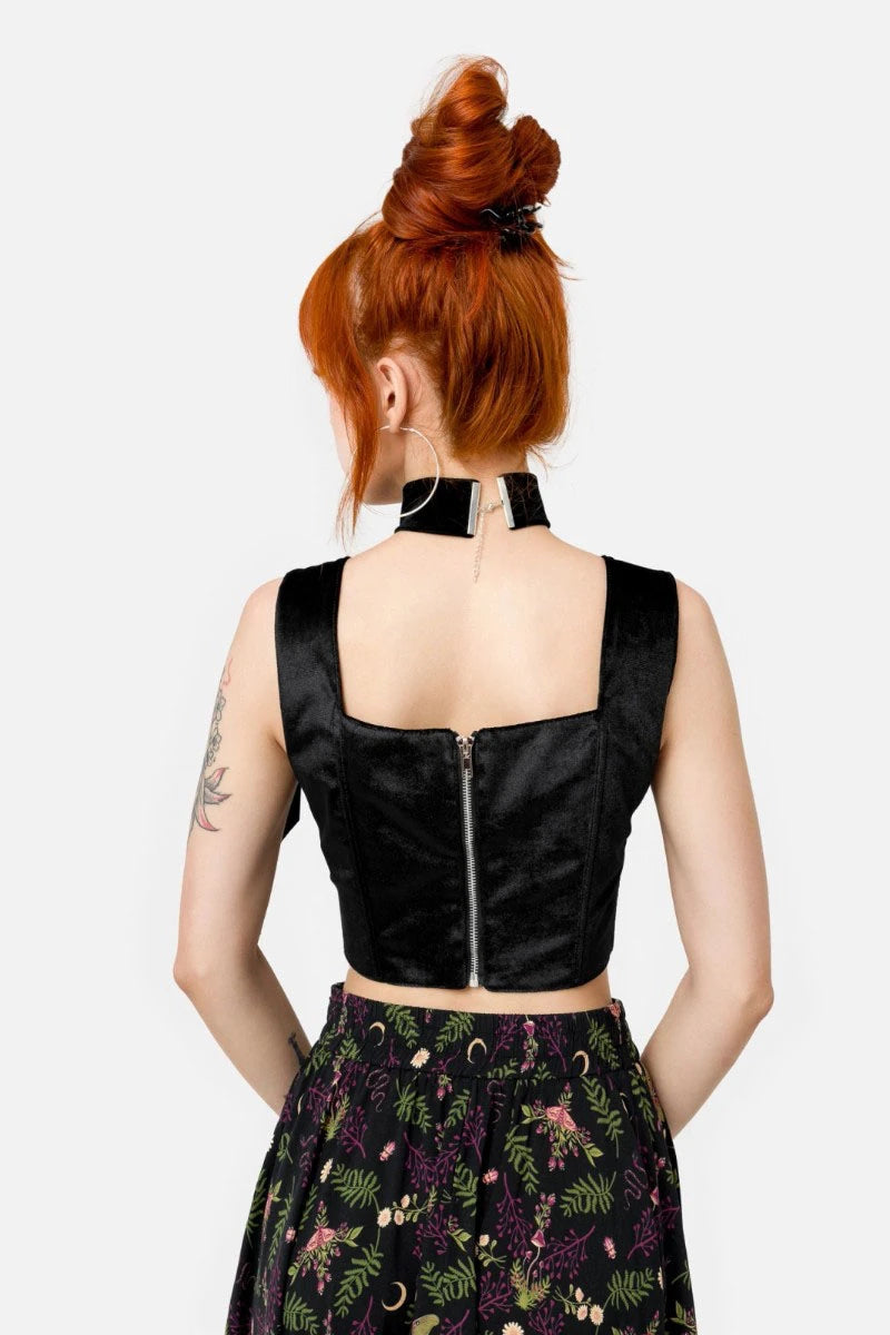 Restyle Enchanted Encounters Corset Top, Gothic Velvet Snake