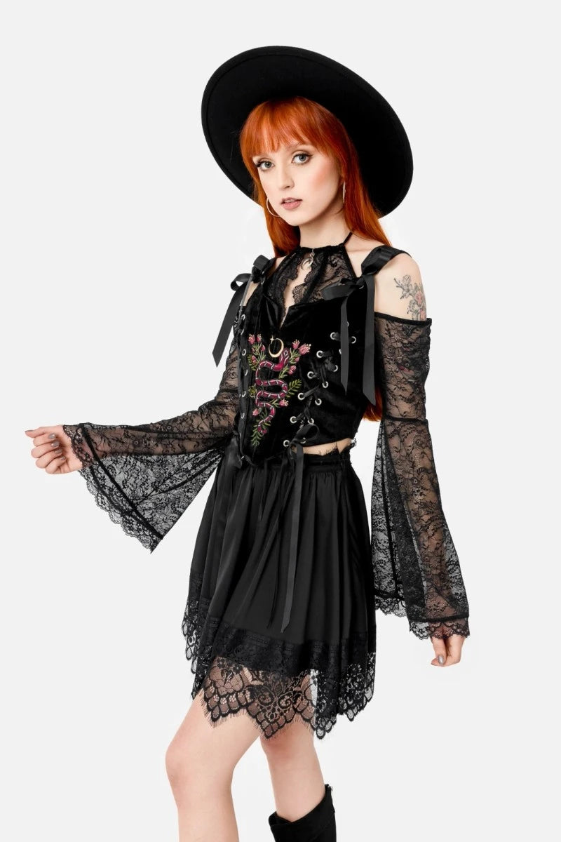 Restyle Enchanted Encounters Corset Top, Gothic Velvet Snake