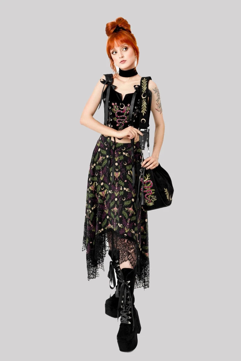Restyle Enchanted Encounters Corset Top, Gothic Velvet Snake