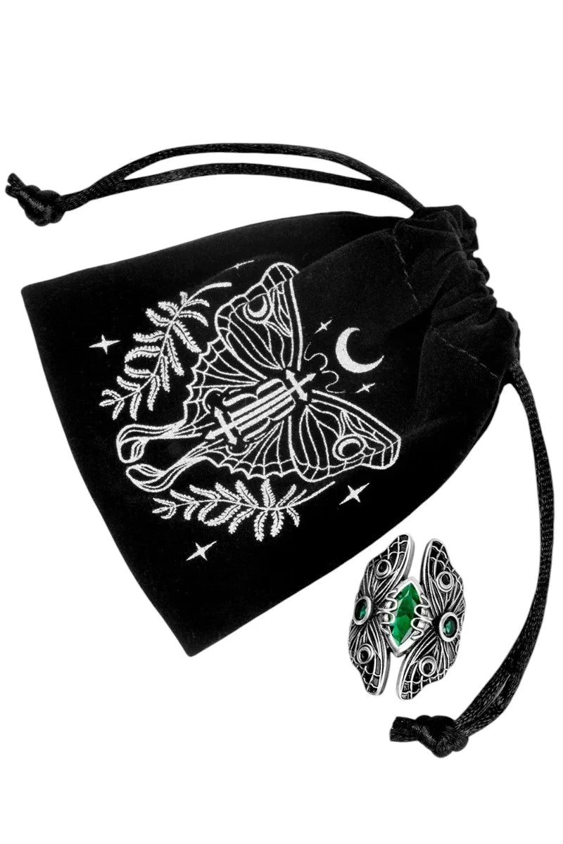 Restyle Evergreen Ring Emerald Green Moth Gothic Jewelry