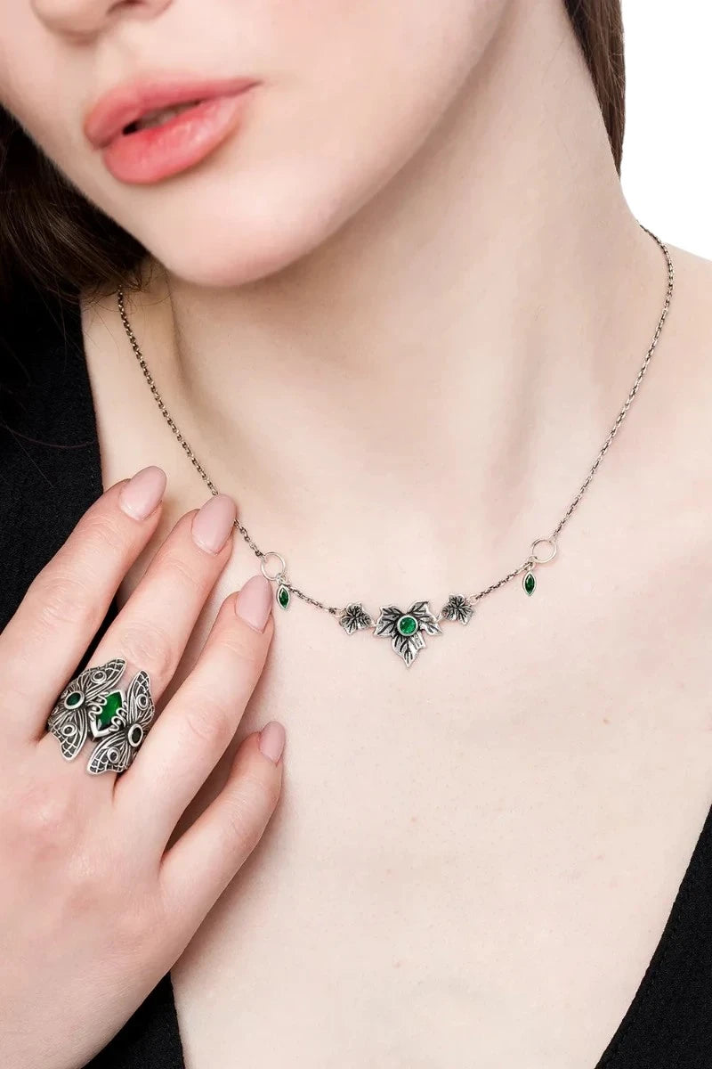 Restyle Evergreen Ring Emerald Green Moth Gothic Jewelry