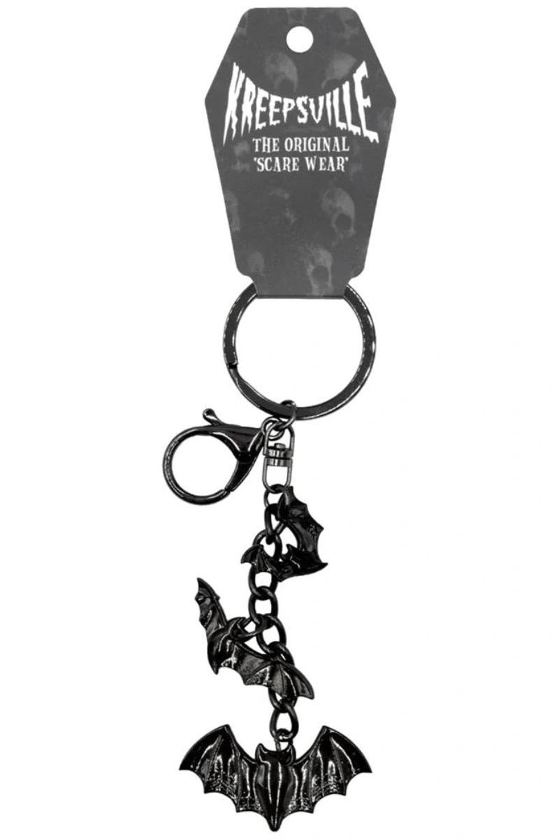 Ro Rox Triple Pendant Key Chain - Rivet Punk Studded Gothic Metal Biker Chain For Jeans & Bags, Silver