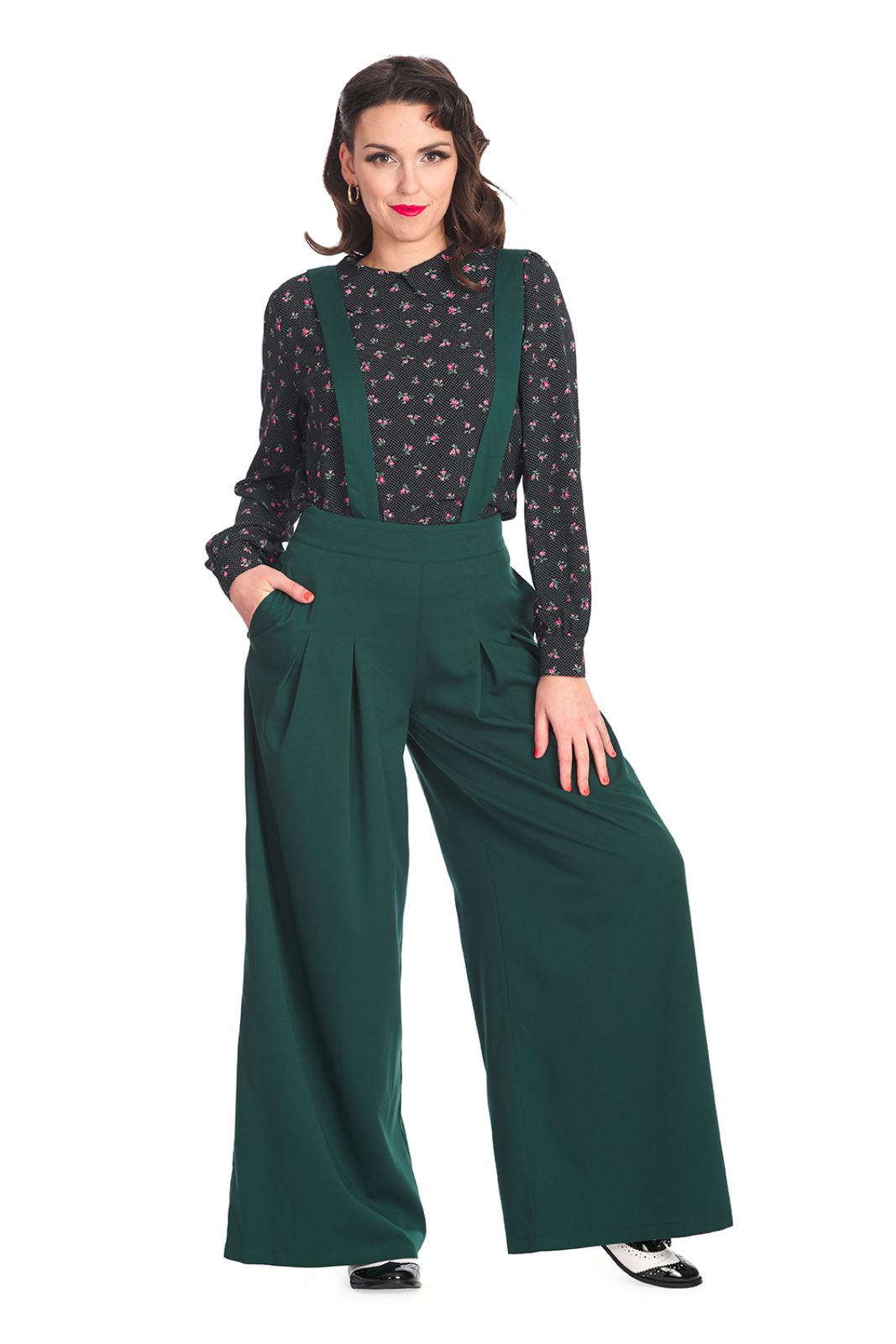 Banned Diamond Wide Leg Suspender Trousers