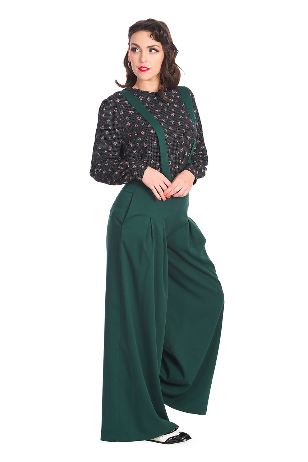Banned Diamond Wide Leg Suspender Trousers