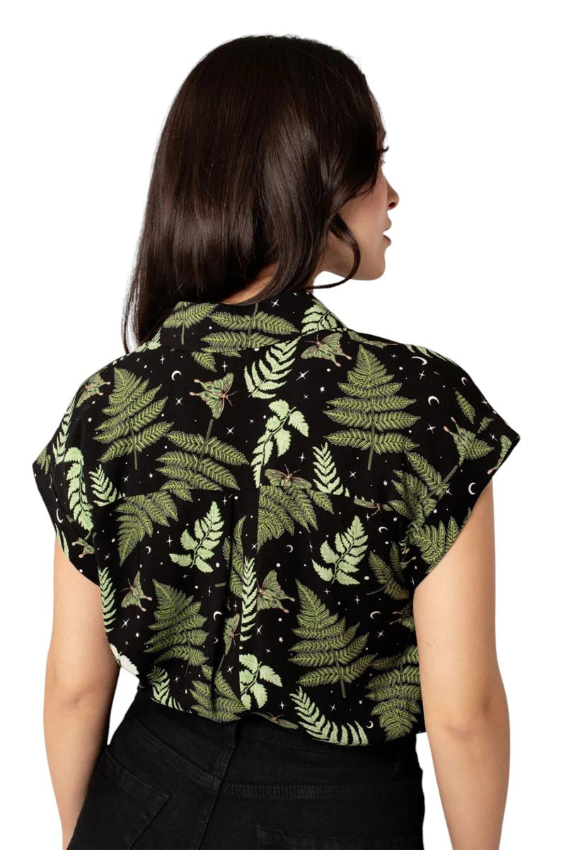 Hell Bunny Gaia Shirt – Botanical Print Button-Up Blouse