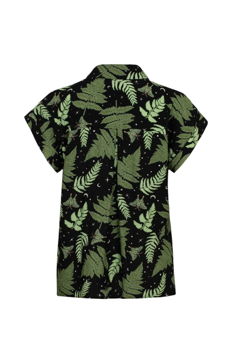 Hell Bunny Gaia Shirt – Botanical Print Button-Up Blouse