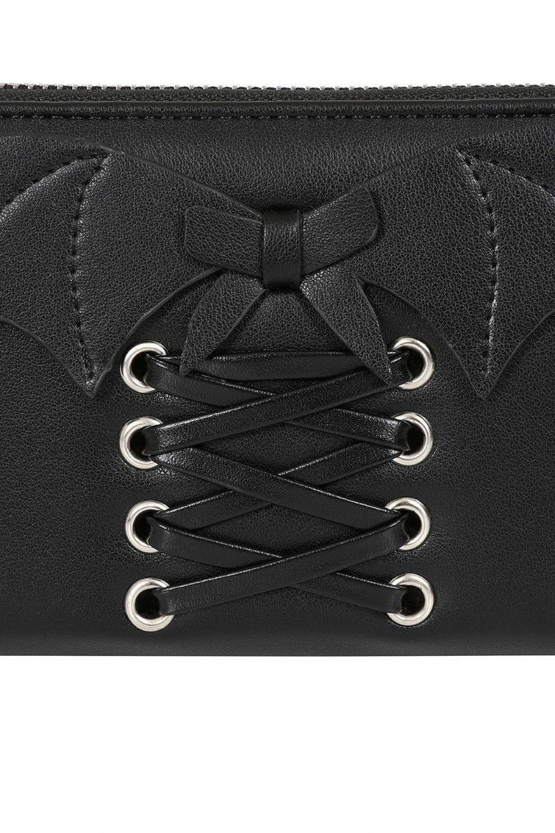 Banned Glamorama Purse - Gothic Bat Wing Corset Black Wallet