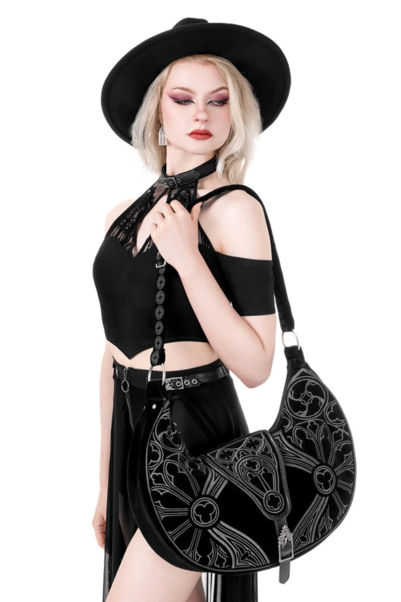 Restyle Gothic Chapel Hobo Bag - Crescent Moon Handbag