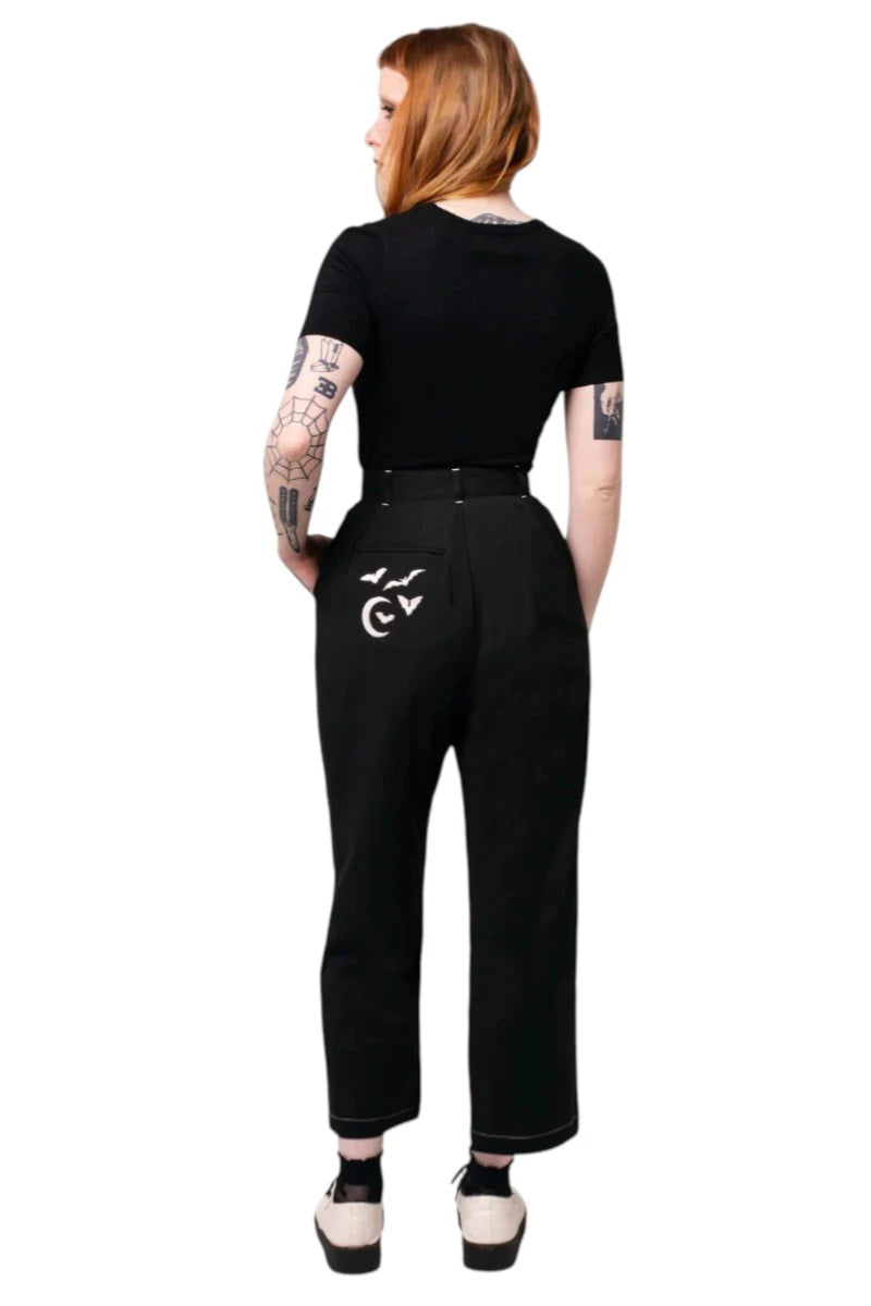 Hell Bunny Drusilla Trousers Wide Leg High Waist Goth Pants