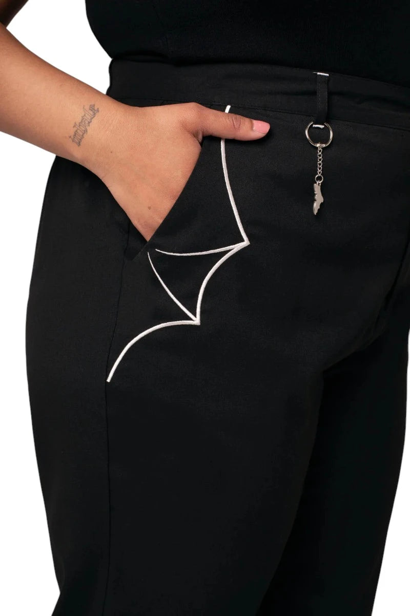 Hell Bunny Drusilla Trousers Wide Leg High Waist Goth Pants