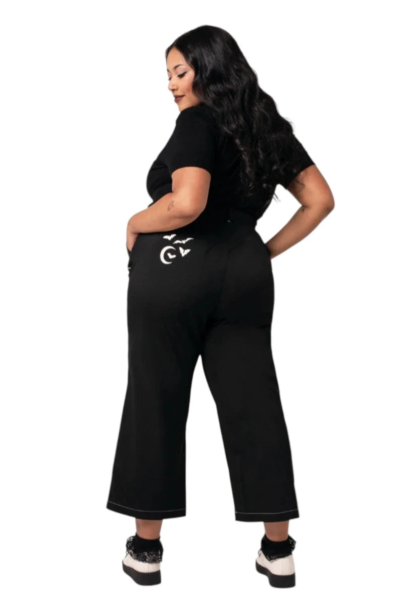 Hell Bunny Drusilla Trousers Wide Leg High Waist Goth Pants