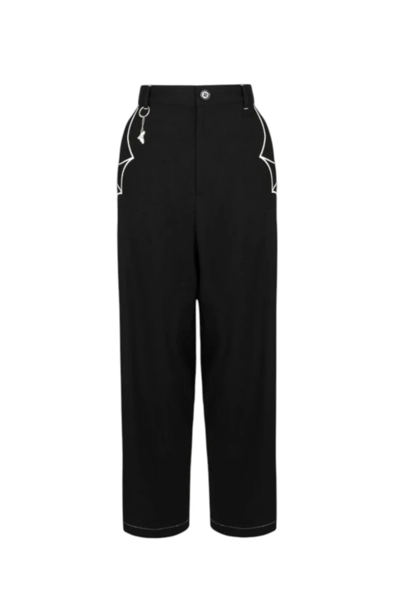 Hell Bunny Drusilla Trousers Wide Leg High Waist Goth Pants