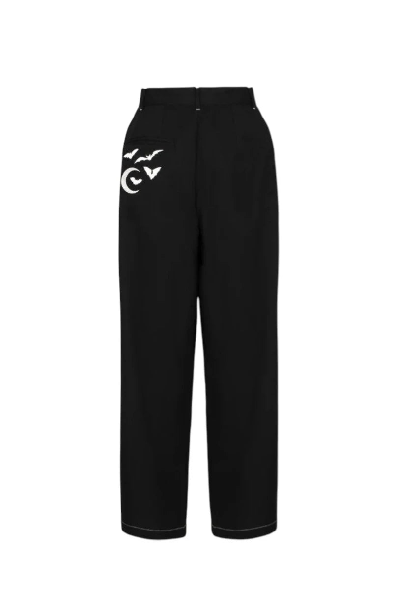 Hell Bunny Drusilla Trousers Wide Leg High Waist Goth Pants