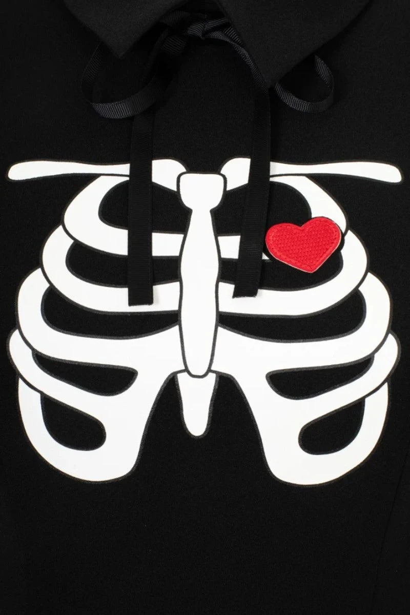 Hell Bunny Skeleton Girl Dress - Gothic Black Heart Ribcage
