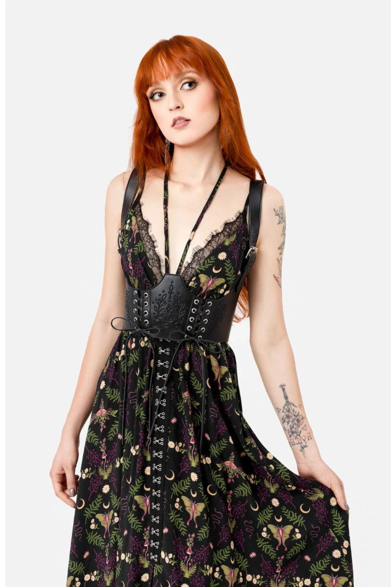 Restyle Hemlock Lace Up Harness – Gothic Faux Leather Top