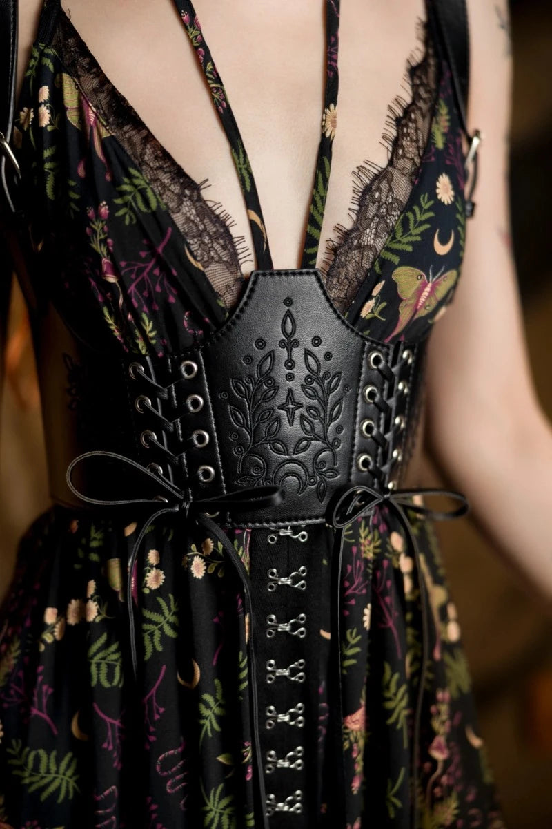 Restyle Hemlock Lace Up Harness – Gothic Faux Leather Top