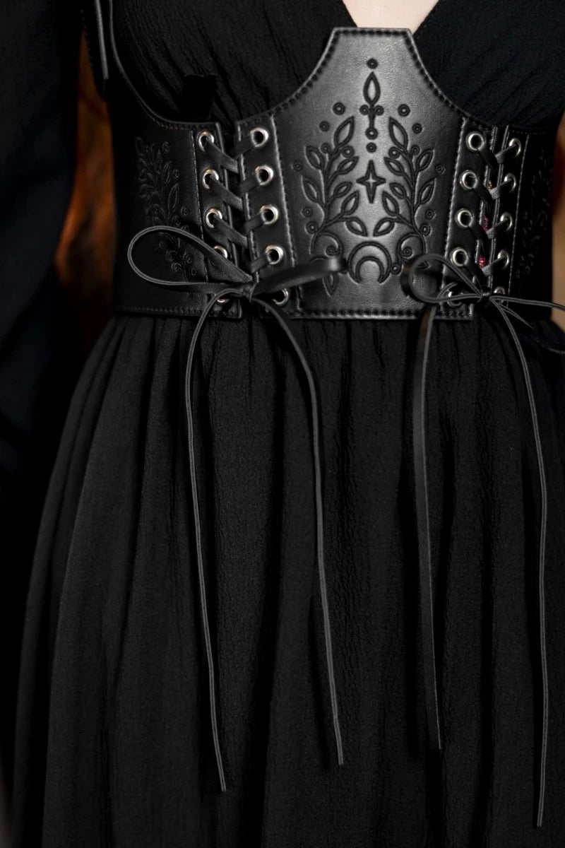 Restyle Hemlock Lace Up Harness – Gothic Faux Leather Top