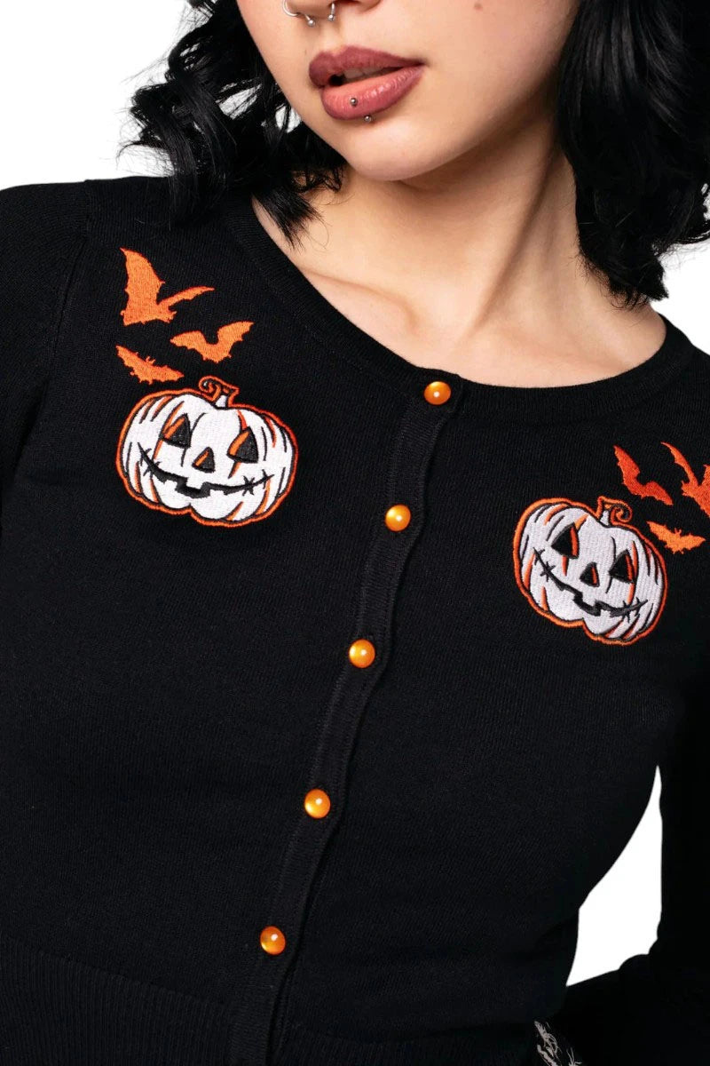Hell Bunny Hollow Cardigan Gothic Halloween Pumpkins & Bats