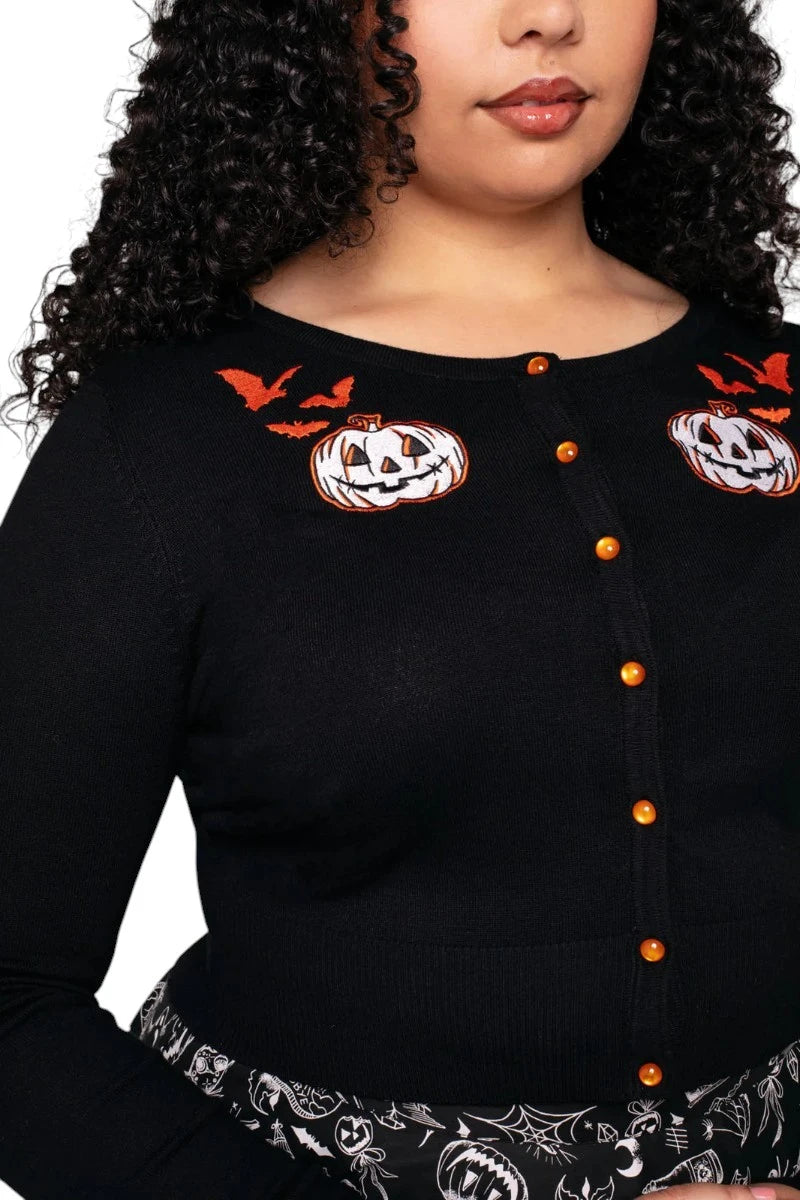 Hell Bunny Hollow Cardigan Gothic Halloween Pumpkins & Bats