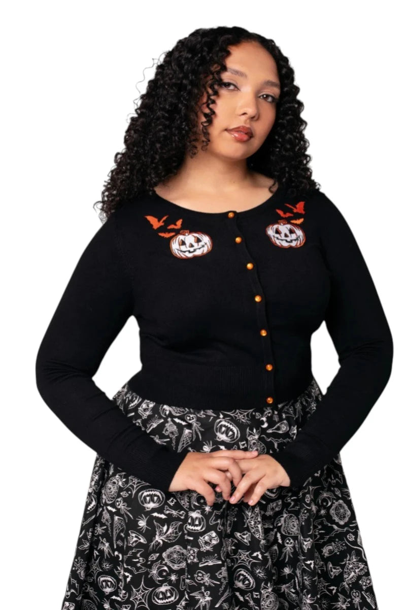 Hell Bunny Hollow Cardigan Gothic Halloween Pumpkins & Bats