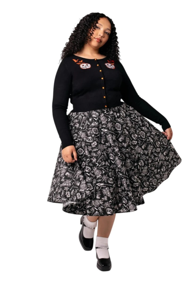 Hell Bunny Hollow Cardigan Gothic Halloween Pumpkins & Bats