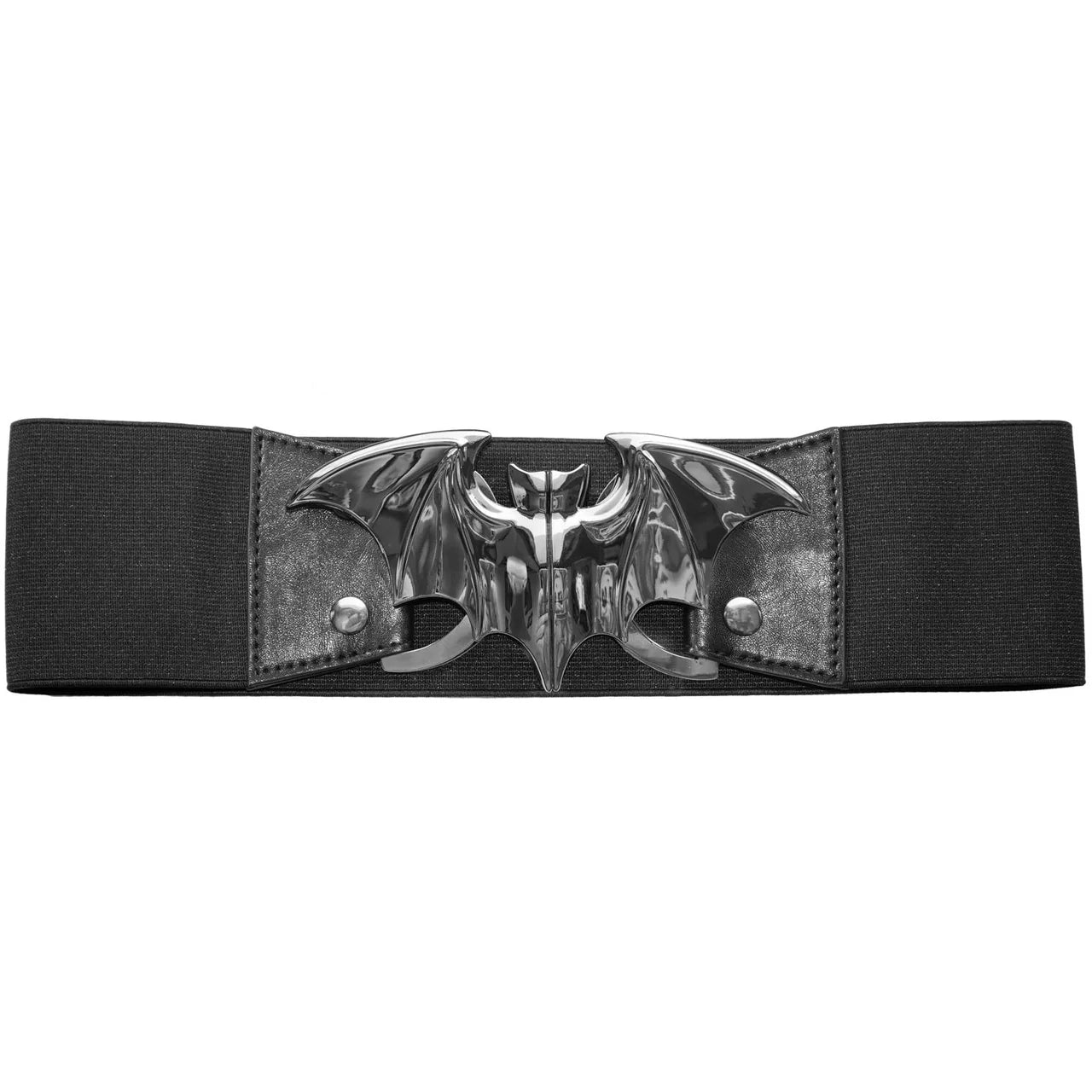 Kreepsville 666 Gothic Bat Buckle Elastic Waist Belt – Black or Silver