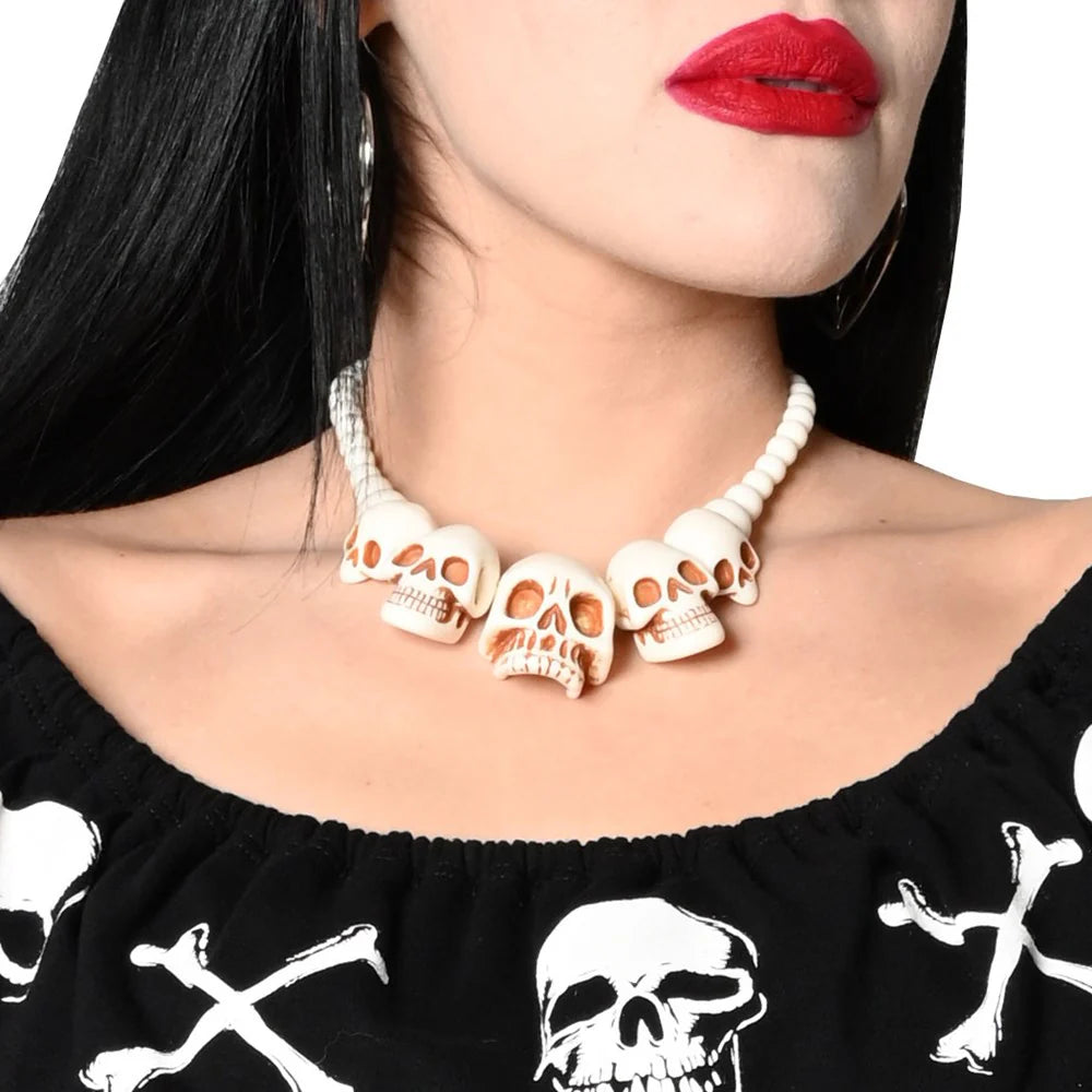 Kreepsville 666 Skull Collection Gothic White Necklace
