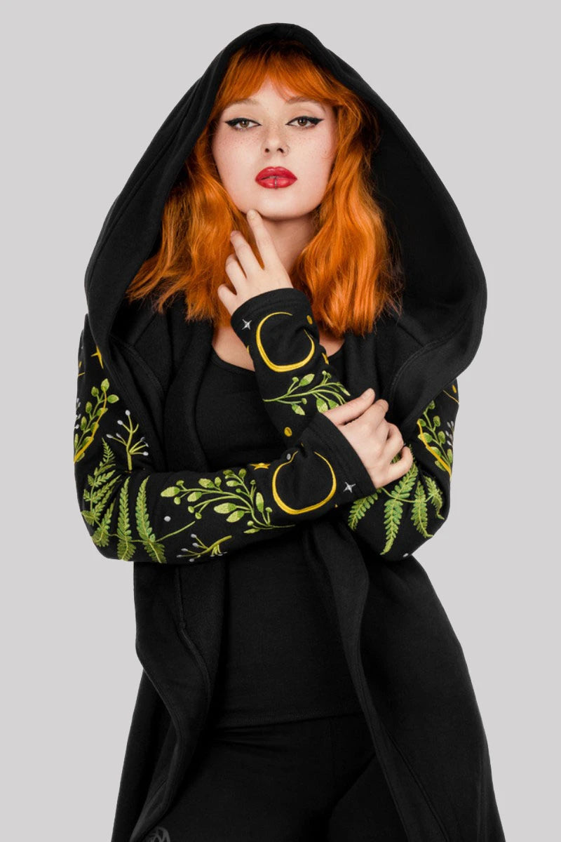 Restyle Pagan Herbal Hoodie - Fern & Crescent Oversized Hood