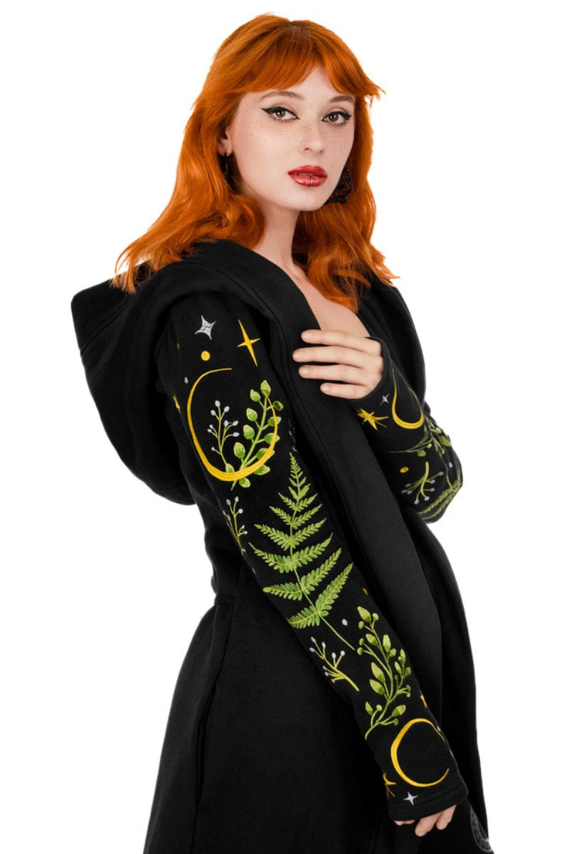 Restyle Pagan Herbal Hoodie - Fern & Crescent Oversized Hood