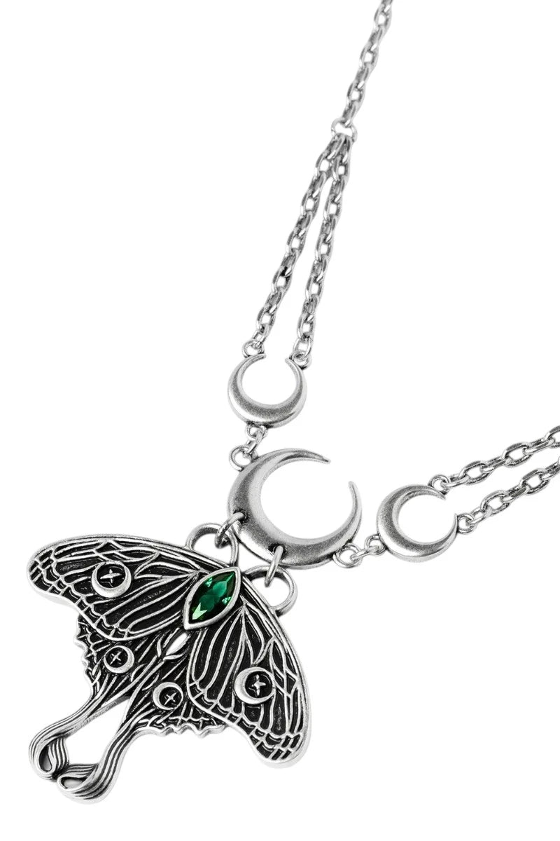 Restyle Luna moth choker necklace with crescent moon pendant