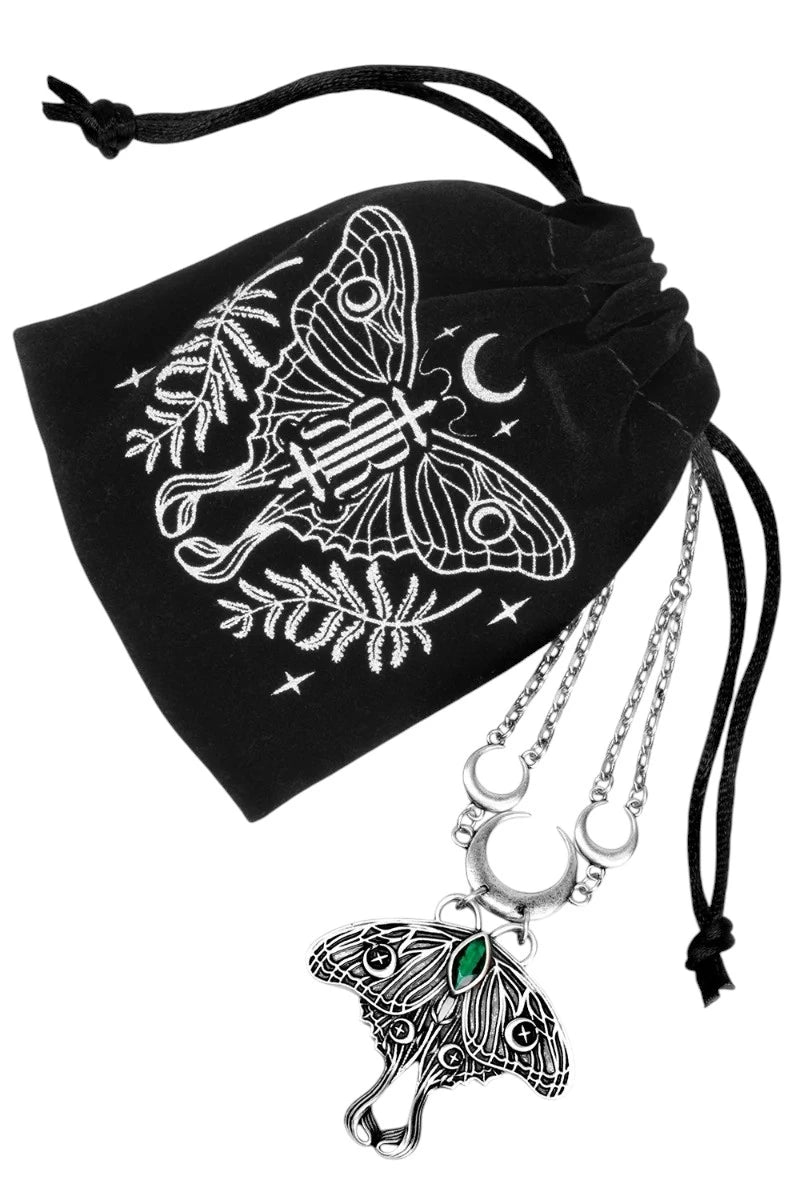 Restyle Luna moth choker necklace with crescent moon pendant